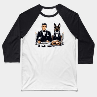 Gentleman And German Shepherd Thanksgiving Baseball T-Shirt